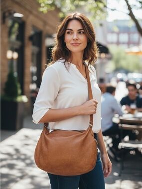 RUDSAK Genuine Leather Shoulder Bag – Camel / Light Tan